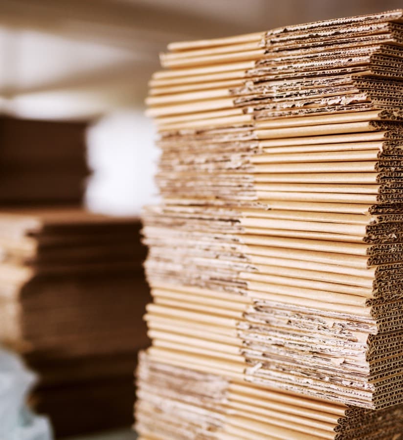 Stacked corrugated cardboard sheets