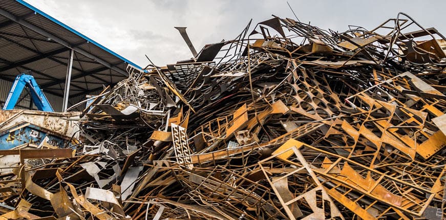 Pile of ferrous steel and iron scrap