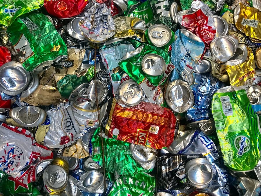 Compacted aluminum cans for recycling